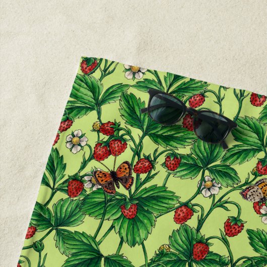 Serviette De Plage Fraises sauvages sur miellerie (En situation)