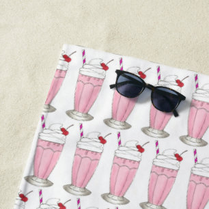 Serviette De Plage Framboise rose Shake Crème glacée Milkshake Foin