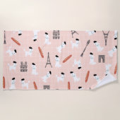 Serviette de plage française de Poodle (Devant)
