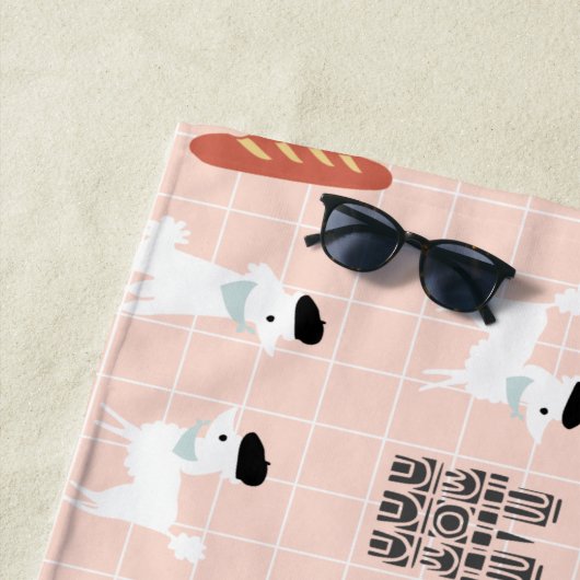 Serviette de plage française de Poodle (En situation)