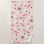 Serviette de plage française de Poodle (Devant)