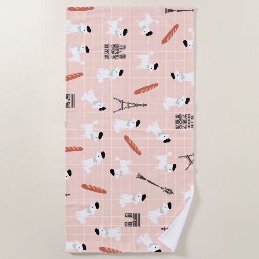 Serviette de plage française de Poodle (Devant)