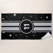 Serviette De Plage Frappe de course noir et argent (Devant)