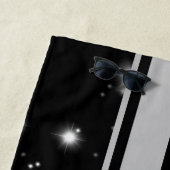 Serviette De Plage Frappe de course noir et argent (En situation)