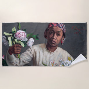 Serviette De Plage Frédéric Bazille - Jeune femme aux pivoines