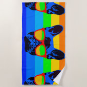Serviette De Plage French bulldog avec lunettes Pop art style (Devant)
