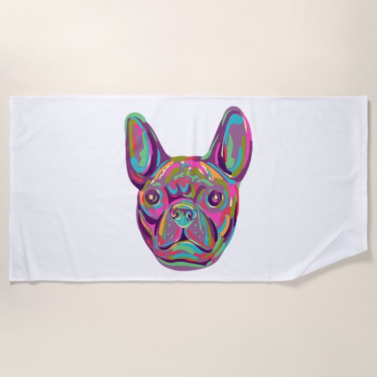 Serviette De Plage French Bulldog Tête Française Pop style art (Devant)