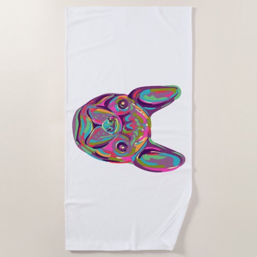 Serviette De Plage French Bulldog Tête Française Pop style art (Devant)