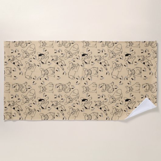 Serviette De Plage Frenchie et Bones (Devant)