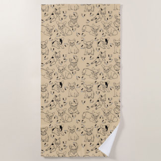 Serviette De Plage Frenchie et Bones