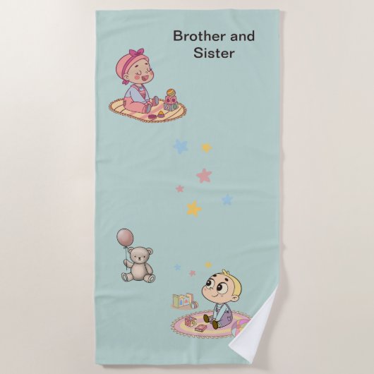 Serviette De Plage Frère et soeur (Devant)