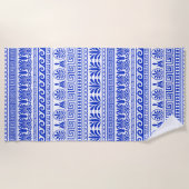 Serviette De Plage Fret grec, Motif méditerranéen, Bleu (Devant)