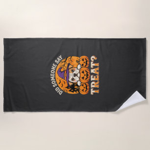 Serviette De Plage Friandise pour chien Halloween Design Bulldog Citr