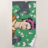 Serviette De Plage Frida Kahlo Monkey Graphic (Devant)
