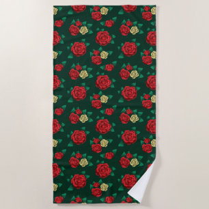 Serviette De Plage Frida Kahlo motif rouge et de rose d'or