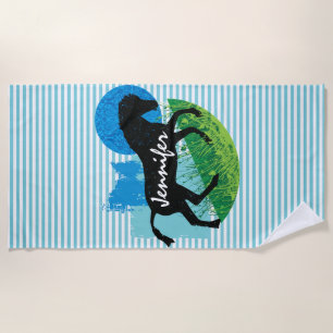 Serviette De Plage Frolicking Horse Stripes Design Plage Serviette
