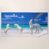 Serviette De Plage Frolicking Unicorn Foals on the Beach Personnalisé (Devant)