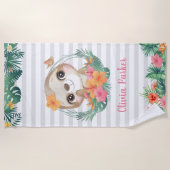 Serviette De Plage Frontières tropicales Hibiscus Fleurs Parcelles Pe (Devant)