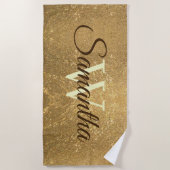Serviette De Plage Frost Gold Parties scintillant Script Monogramme G (Devant)