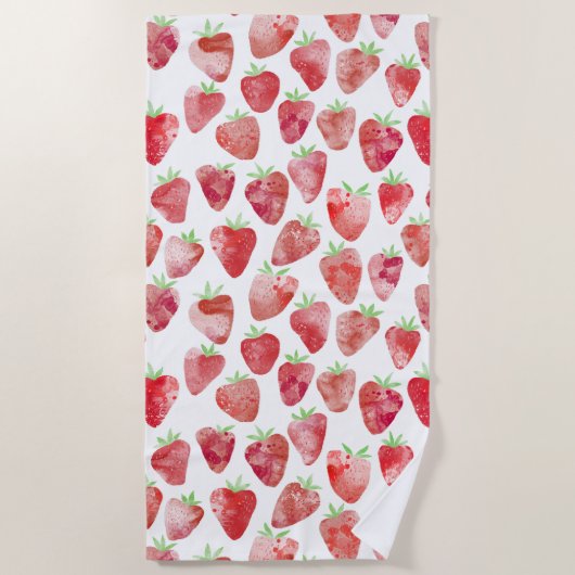 Serviette De Plage Fruit d'aquarelle fraise (Devant)
