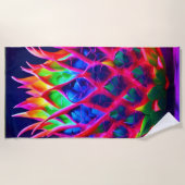 Serviette De Plage Fruit de dragon de néon électrique (Devant)