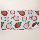 Serviette De Plage Fruit de dragon rouge sur blanc (Devant)