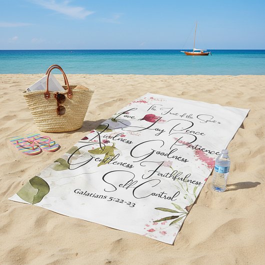 Serviette De Plage Fruit de l'Esprit rose floral