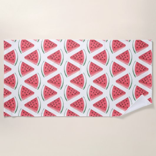 Serviette De Plage Fruit d'été rose pâle Motif de pastèque (Devant)