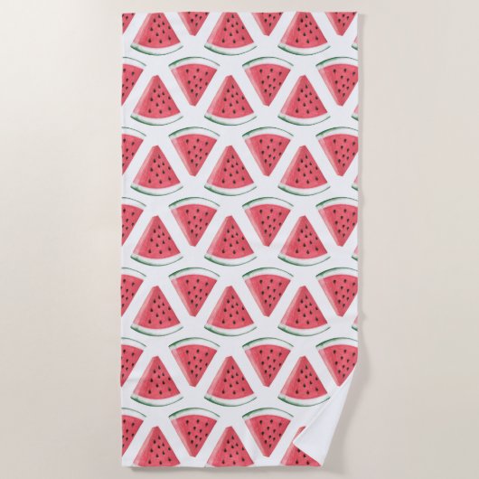 Serviette De Plage Fruit d'été rose pâle Motif de pastèque (Devant)