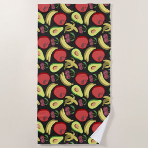 Serviette De Plage Fruit motif transparent   fruits tropicaux colorés