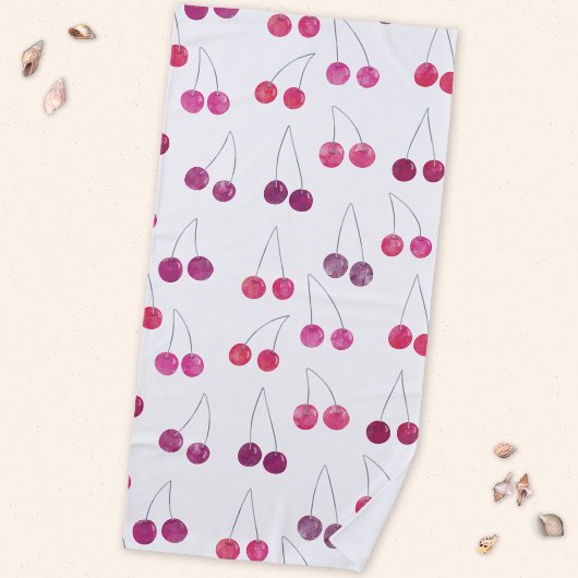 Serviette De Plage Fruits aquarelle cerise