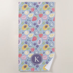 Serviette De Plage Fruits colorés Monogramme Motif de printemps