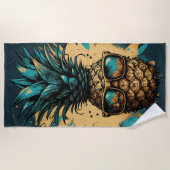 Serviette De Plage Fruits d'ananas marrants (Devant)