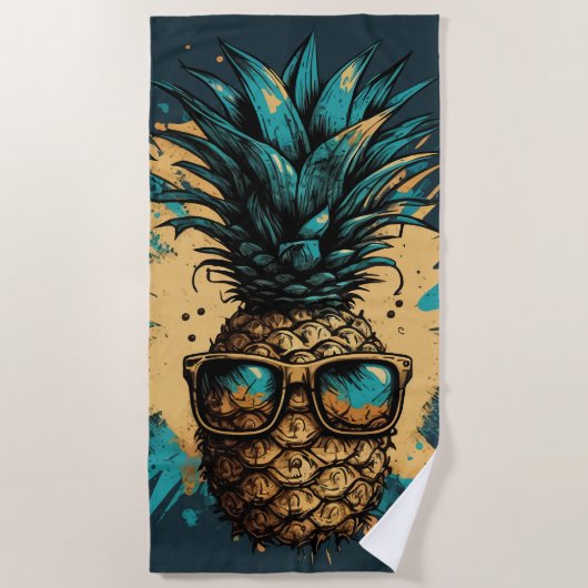 Serviette De Plage Fruits d'ananas marrants (Devant)