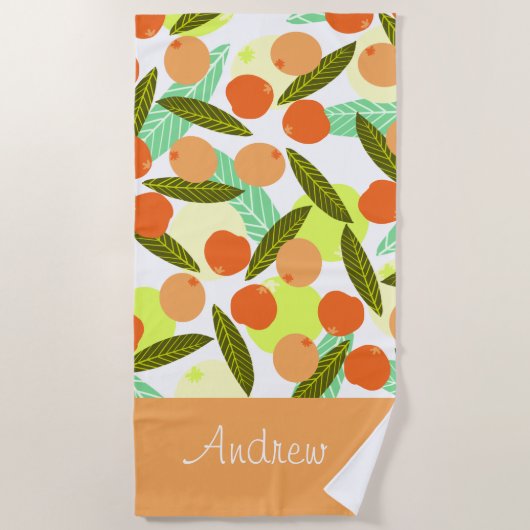 Serviette De Plage Fruits de néflier d'été Verdure (Devant)