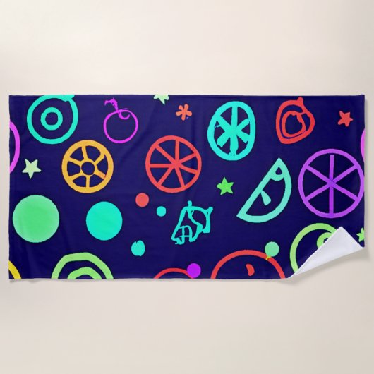Serviette De Plage Fruits de Neon Couleurs Motifs (Devant)
