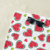 Serviette De Plage Fruits d'été Joli Watermelon Love Hearts Imprimer (En situation)