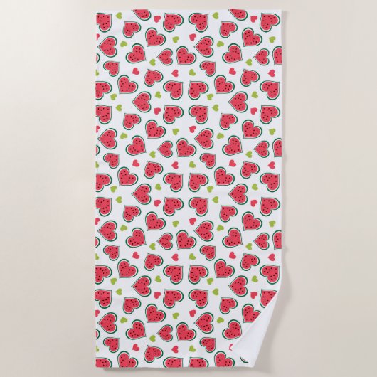 Serviette De Plage Fruits d'été Joli Watermelon Love Hearts Imprimer (Devant)