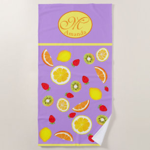 Serviette De Plage Fruits d'été relevés monogrammés