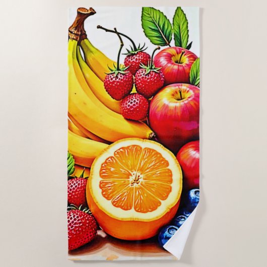Serviette De Plage Fruits frais vibreux, délice design (Devant)