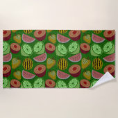 Serviette De Plage Fruits tropicaux motifs et vert arrière - plan (Devant)