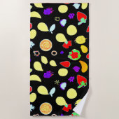 Serviette De Plage Fruits tropiques néons éclatés (Devant)