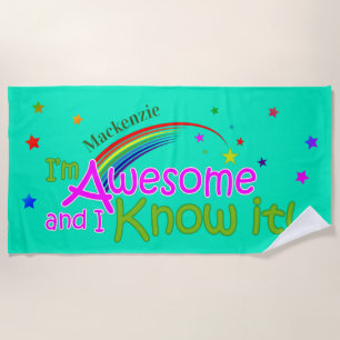 Serviette De Plage Fun Awesome et je le connais VOTRE NOM sur AQUAMAR