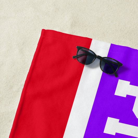 Serviette De Plage Fun Bright Purple Red PICKLEBALL Stripes de course (En situation)