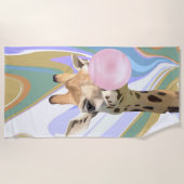 Serviette De Plage Fun Bubblegum soufflant Giraffe Liquide Swirl Bleu (Devant)