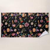 Serviette De Plage Fun Casquette violet Catoween, mignon Citrouille o (Devant)