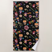 Serviette De Plage Fun Casquette violet Catoween, mignon Citrouille o (Devant)