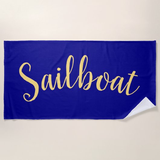 Serviette De Plage Fun Fancy SAILBOAT Deep Royal Blue Arrière - plan (Devant)