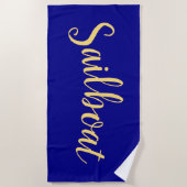 Serviette De Plage Fun Fancy SAILBOAT Deep Royal Blue Arrière - plan (Devant)