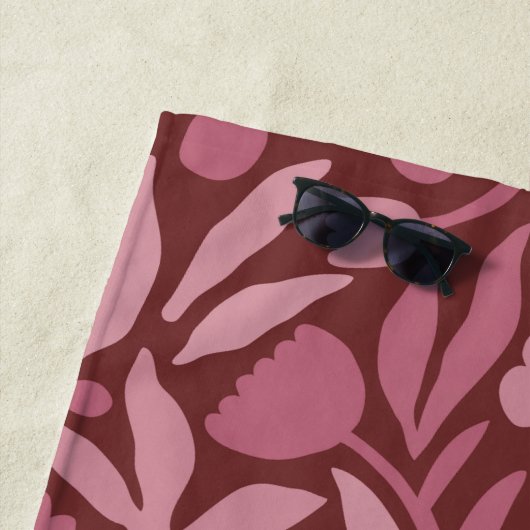 Serviette De Plage Fun Grand Fleur Couleur Gras (En situation)